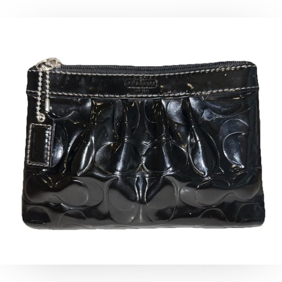 Coach VTG Y2K Monogram Patent Black Leather Wristlet Coin Purse NO WRIST STRAP - Picture 1 of 14